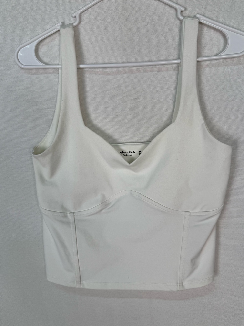Abercrombie & Fitch Cream Structured Crop Tank